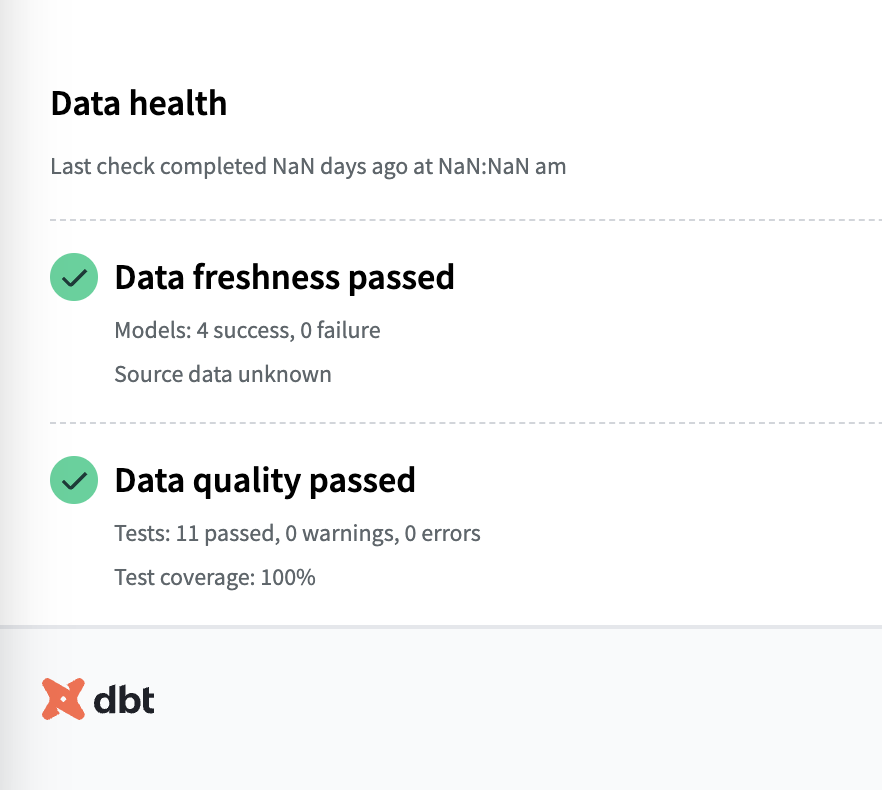 Use exposures to embed data health tiles in your dashboards to distill trust signals for data consumers. Use exposures to embed data health tiles in your dashboards to distill trust signals for data consumers.
